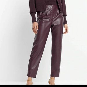 EXPRESS SUPER HIGH WAIST ANKLE FAUX LEATHER PLEATED DARK PURPLE PANTS $108 10 R